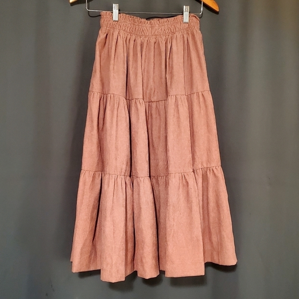 Smile Everyday Girls Tiered Mauve Corduroy Fairy Cottagecore Skirt Sz 18y XL NWT - Picture 2 of 9